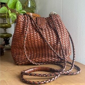 Vintage CEM Brown Woven Leather Bag
